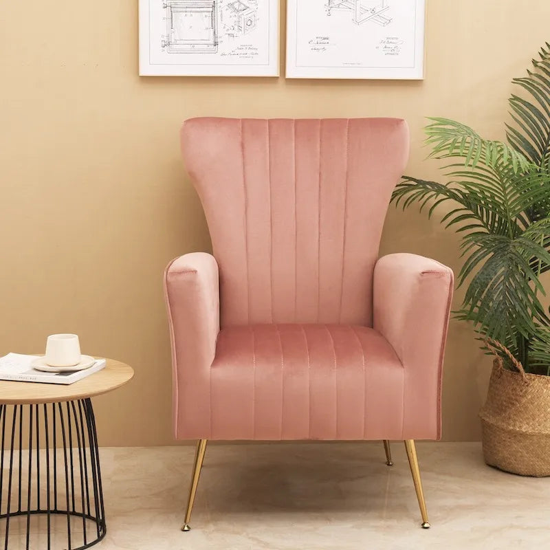 Velvet Accent Chair with Gold Legs