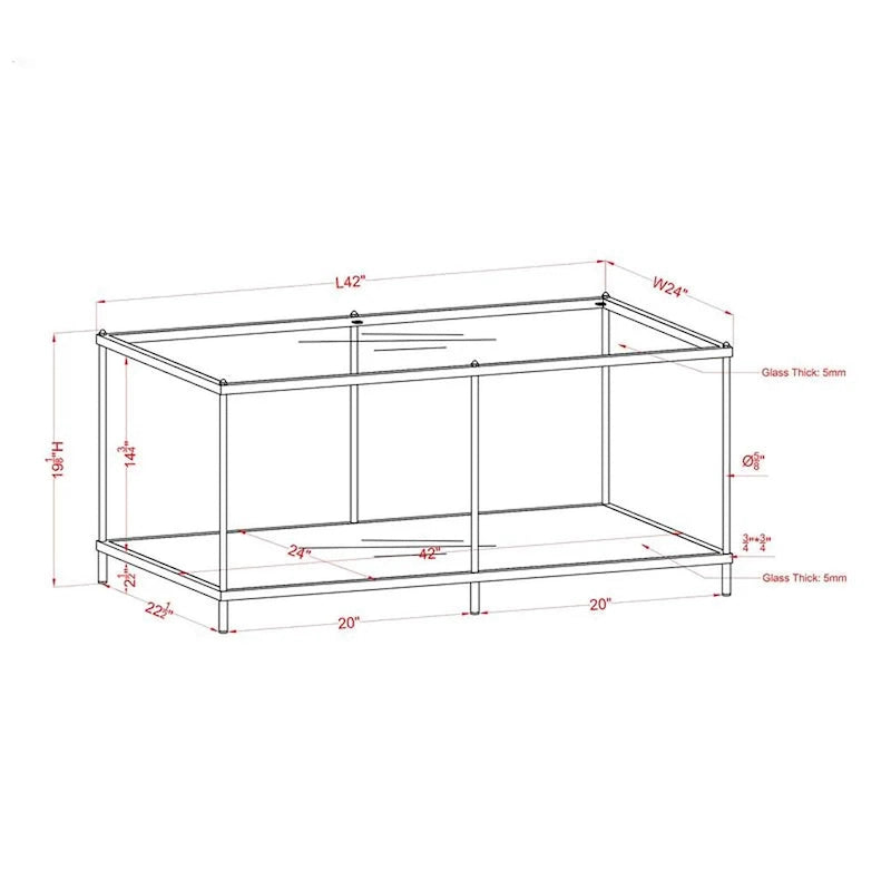 Contemporary 42-inch Glass 1-Shelf Coffee Table