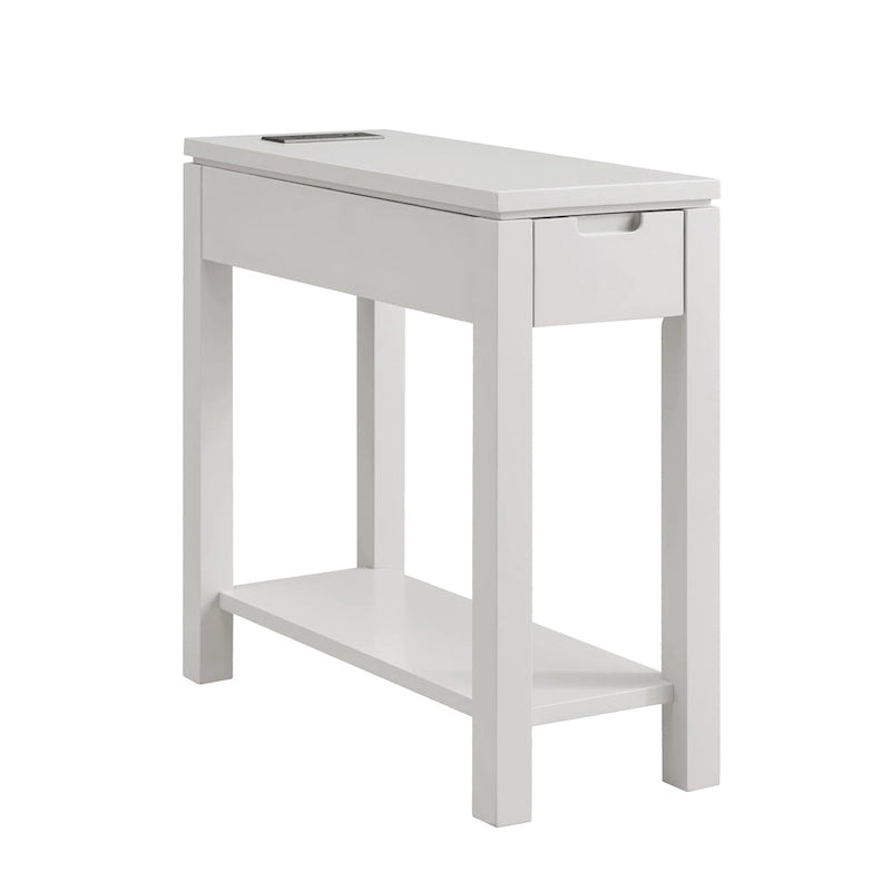 Charging Wood Side Table with Drawer