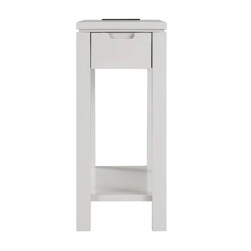 Charging Wood Side Table with Drawer