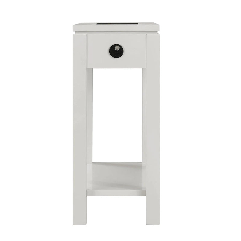 Charging Wood Side Table with Drawer