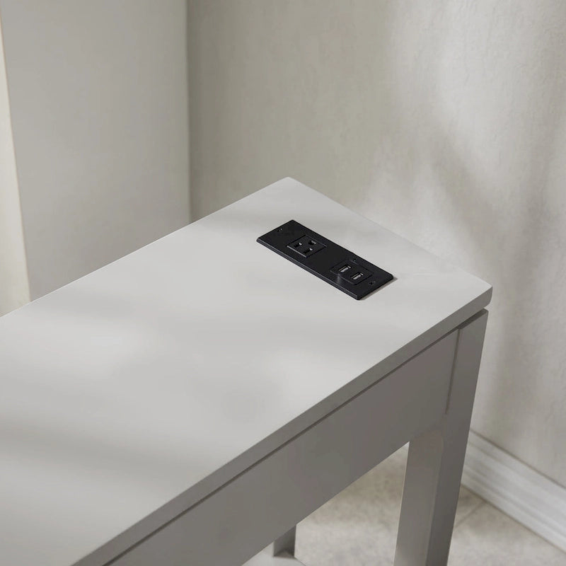 Charging Wood Side Table with Drawer