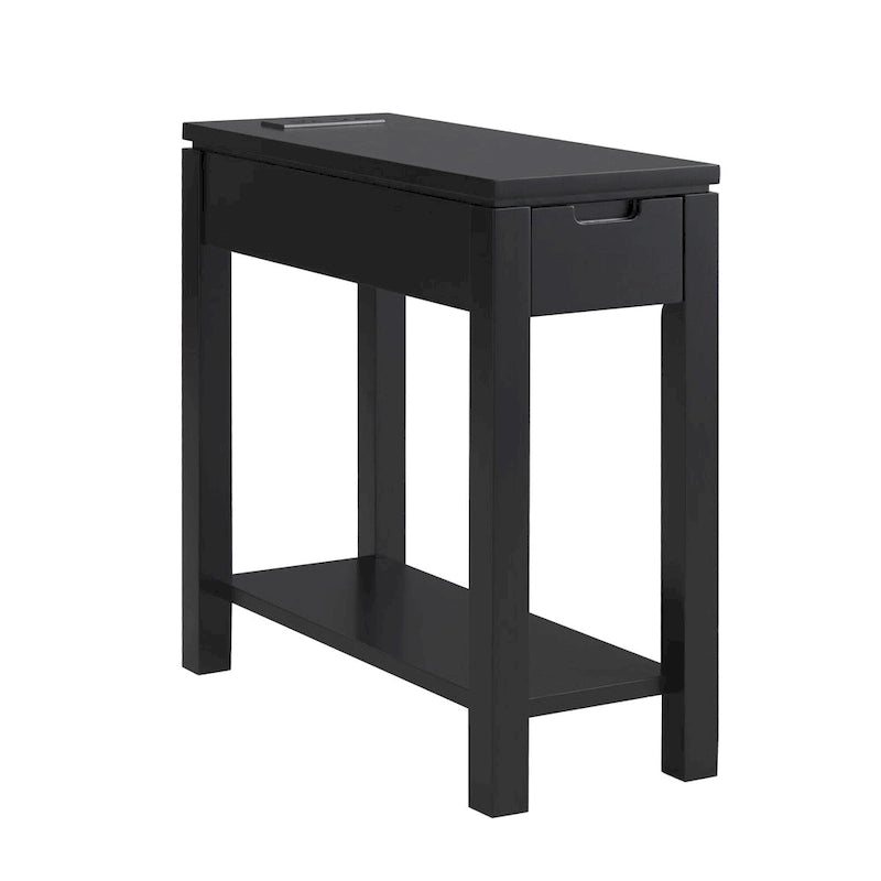 Charging Wood Side Table with Drawer