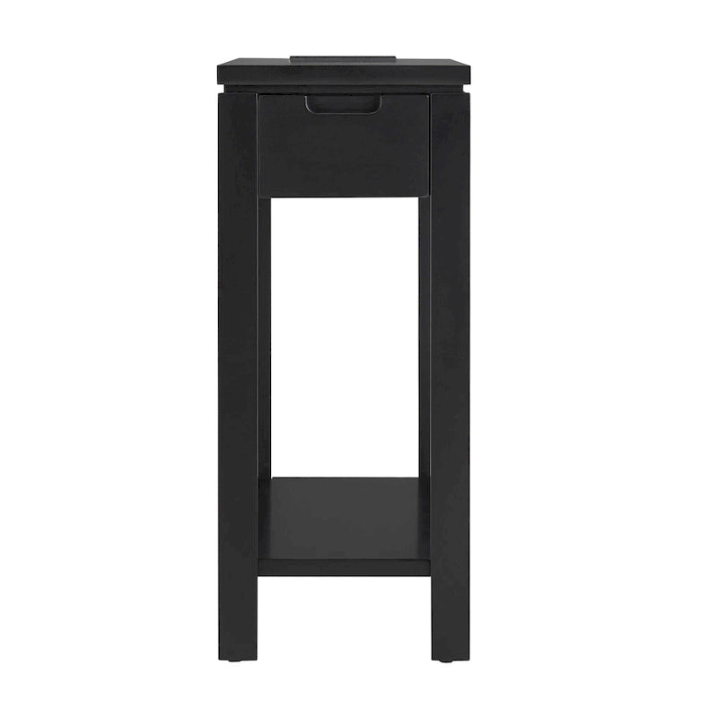 Charging Wood Side Table with Drawer