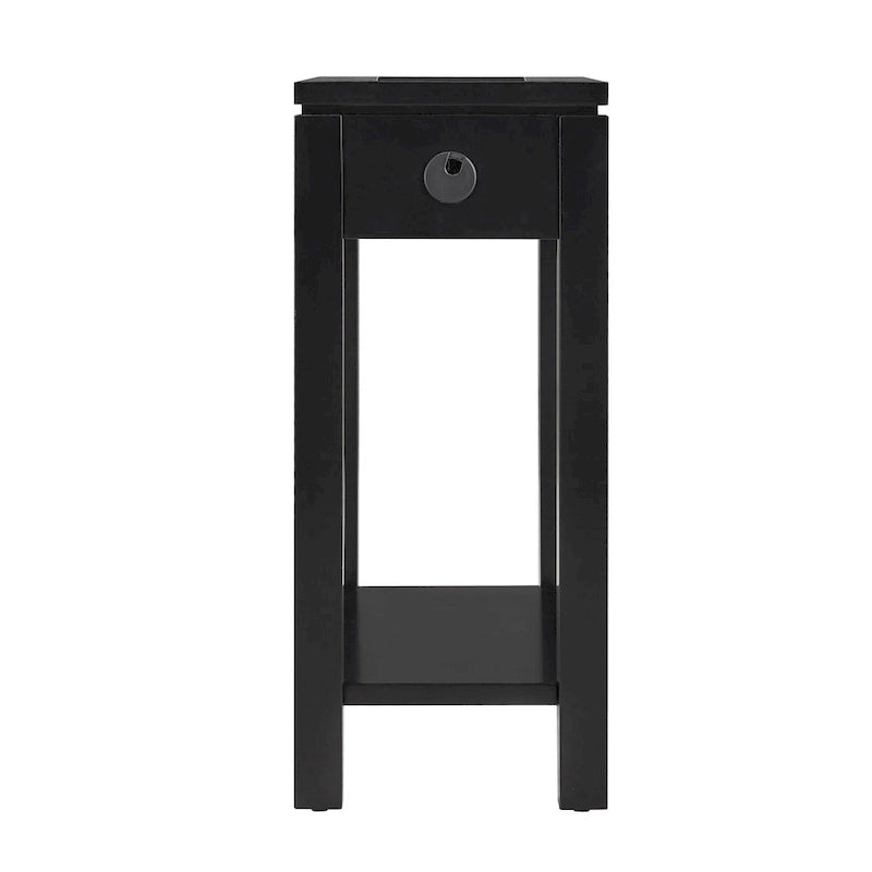 Charging Wood Side Table with Drawer