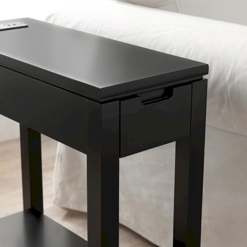 Charging Wood Side Table with Drawer