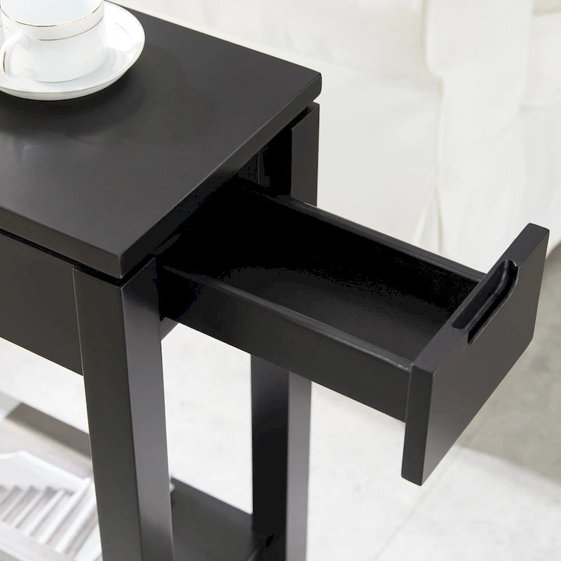 Charging Wood Side Table with Drawer
