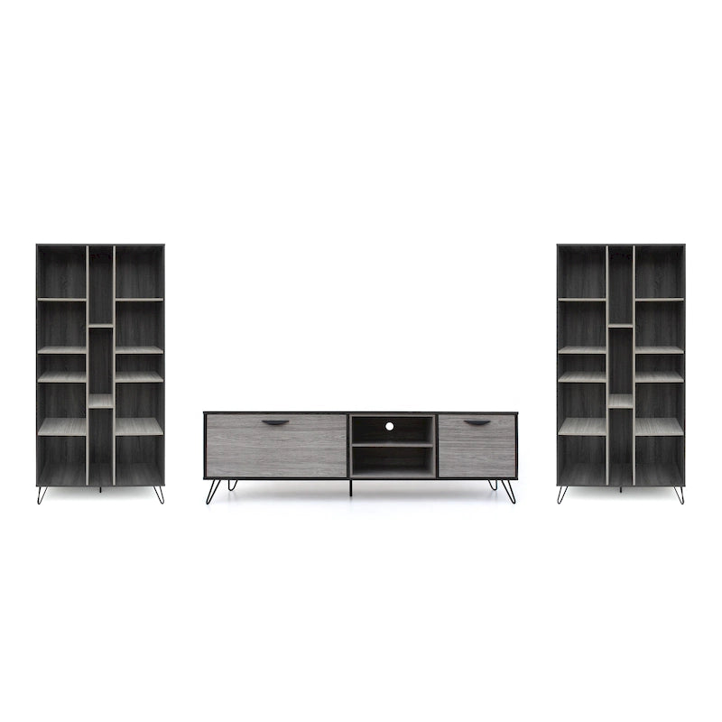 3-pc. Grey Faux Wood Entertainment Center Set