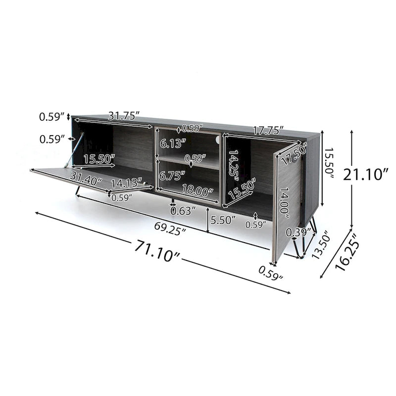 3-pc. Grey Faux Wood Entertainment Center Set