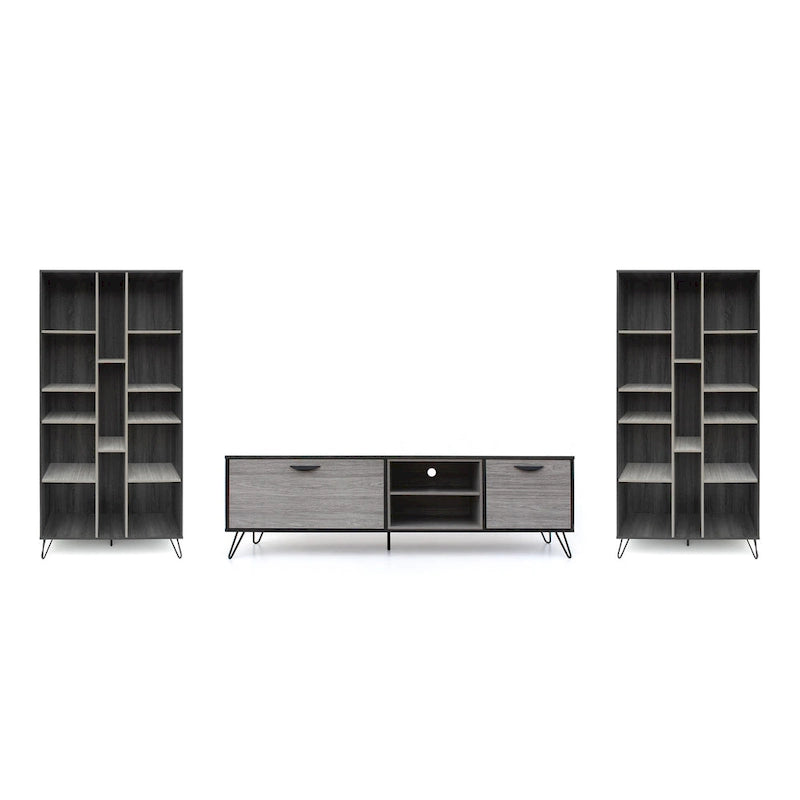 3-pc. Grey Faux Wood Entertainment Center Set