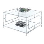 Chrome Square Coffee Table with Shelf