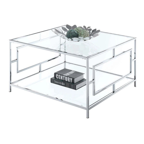 Chrome Square Coffee Table with Shelf