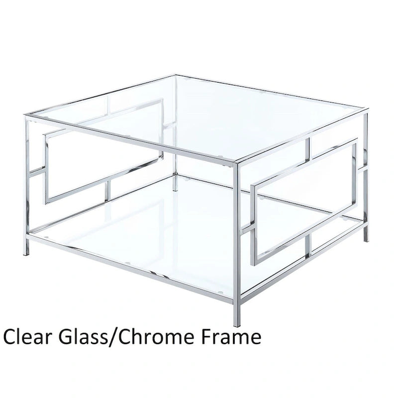 Chrome Square Coffee Table with Shelf
