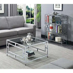 Chrome Square Coffee Table with Shelf