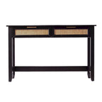 Mid-Century Modern Storage Console Table with Rattan Drawers