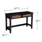 Mid-Century Modern Storage Console Table with Rattan Drawers
