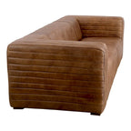 Rustic Channel-Stitched Leather Sofa