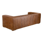 Rustic Channel-Stitched Leather Sofa