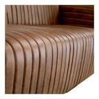Rustic Channel-Stitched Leather Sofa