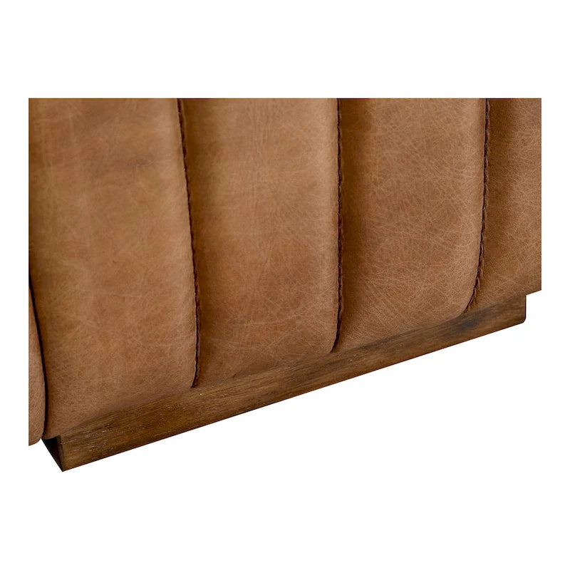 Rustic Channel-Stitched Leather Sofa