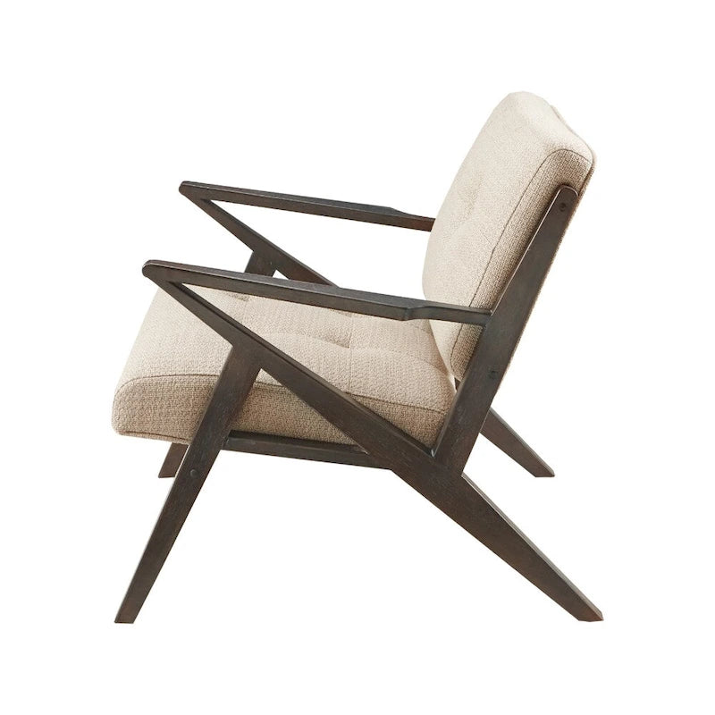Upholstered Arm Chair with Angled Wood Frame
