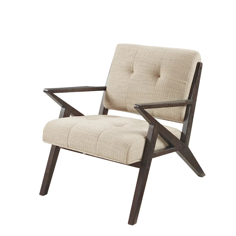 Upholstered Arm Chair with Angled Wood Frame