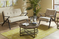 Upholstered Arm Chair with Angled Wood Frame