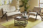 Upholstered Arm Chair with Angled Wood Frame