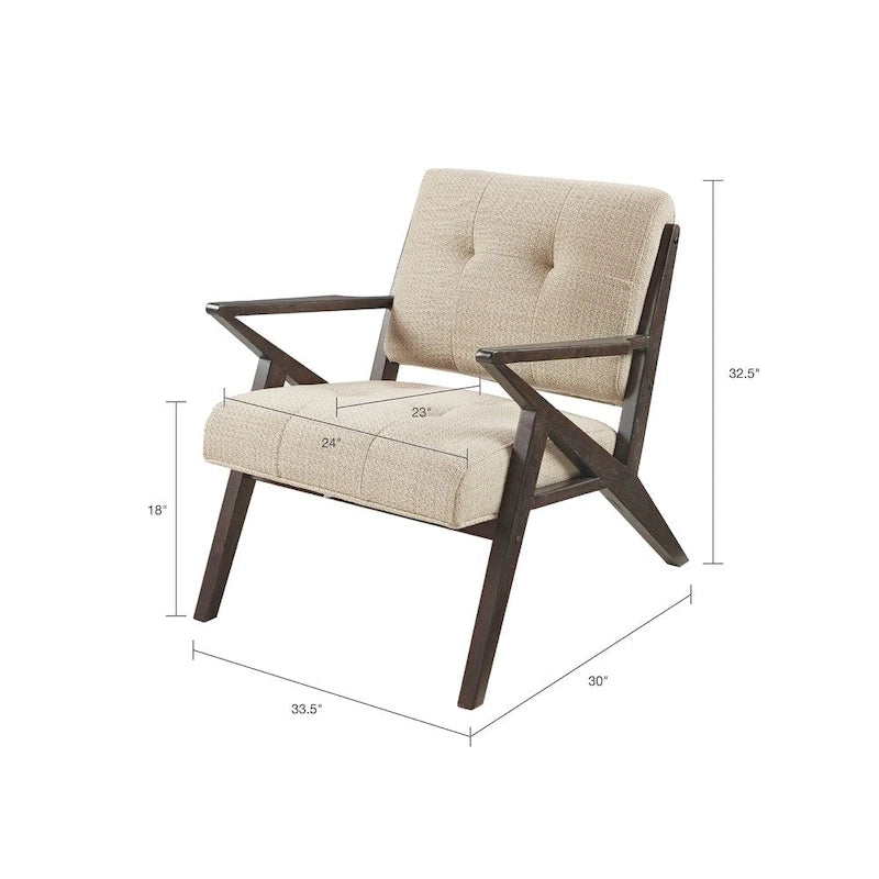 Upholstered Arm Chair with Angled Wood Frame