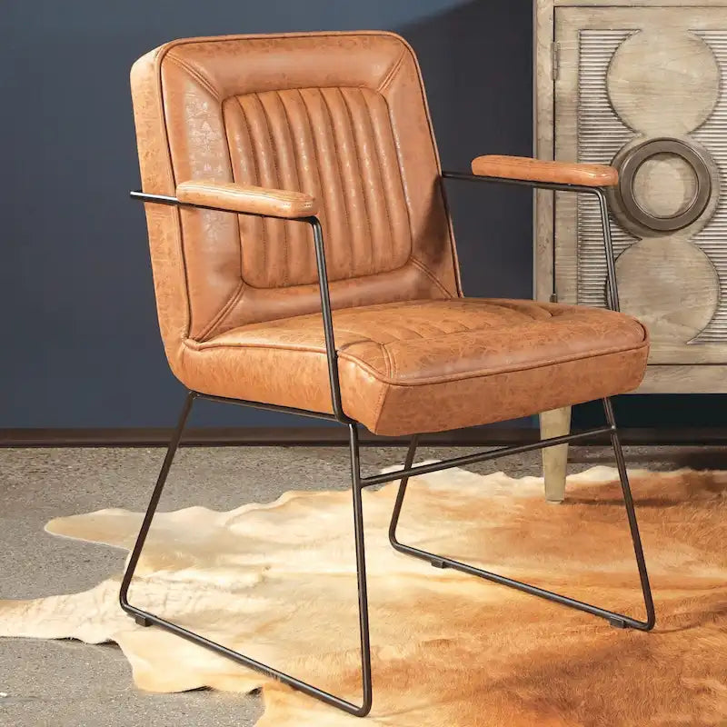 Faux Leather Chair with Sled Base