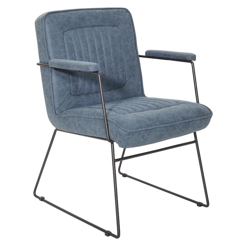 Faux Leather Chair with Sled Base