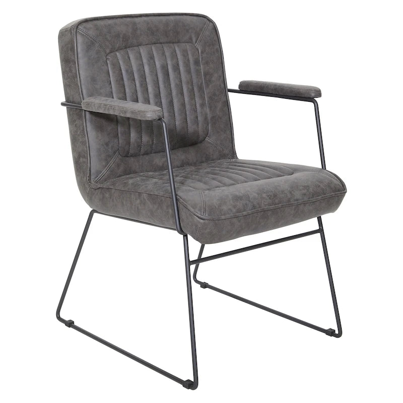 Faux Leather Chair with Sled Base