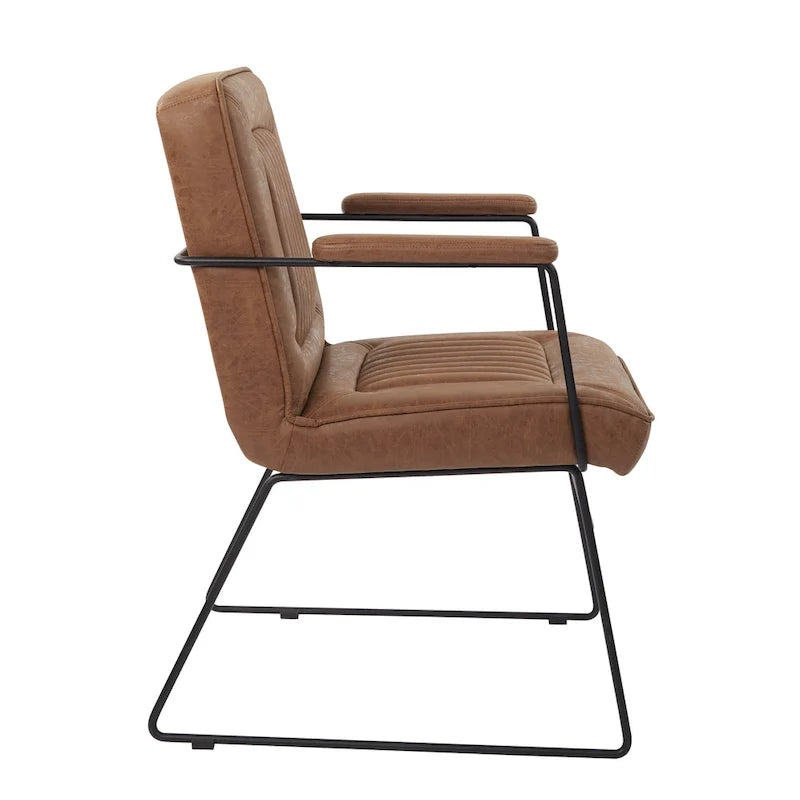 Faux Leather Chair with Sled Base