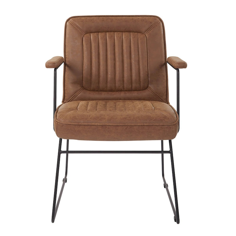 Faux Leather Chair with Sled Base