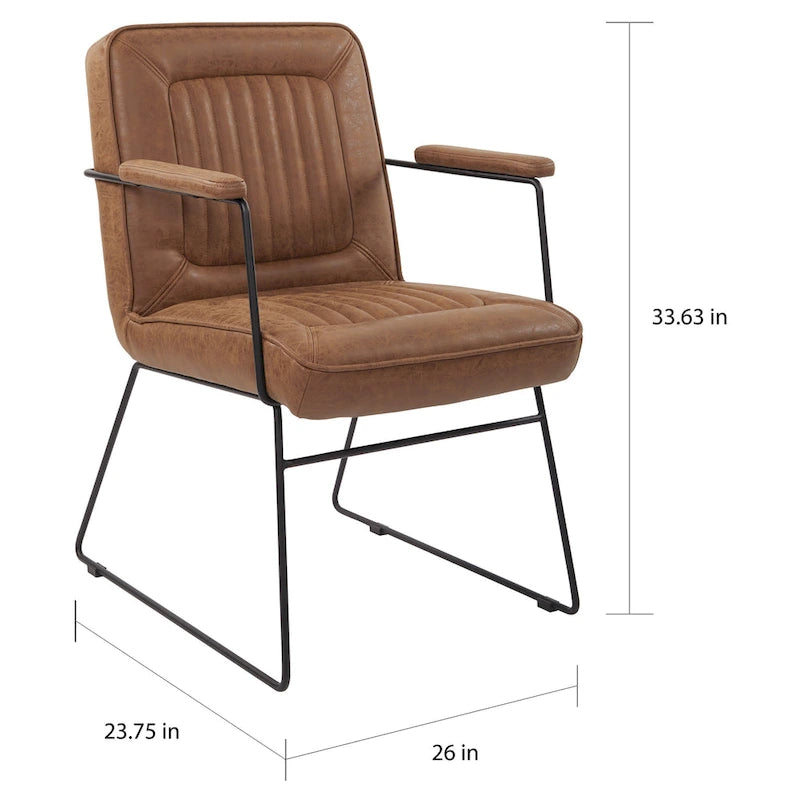 Faux Leather Chair with Sled Base