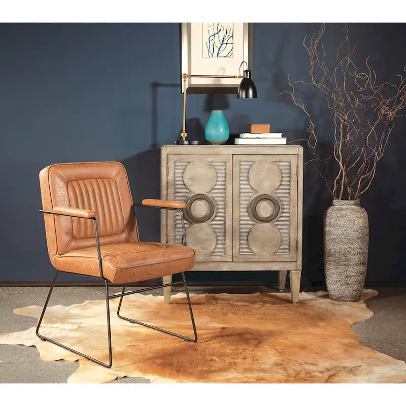 Faux Leather Chair with Sled Base