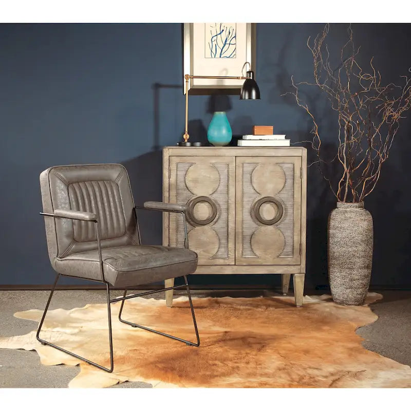 Faux Leather Chair with Sled Base