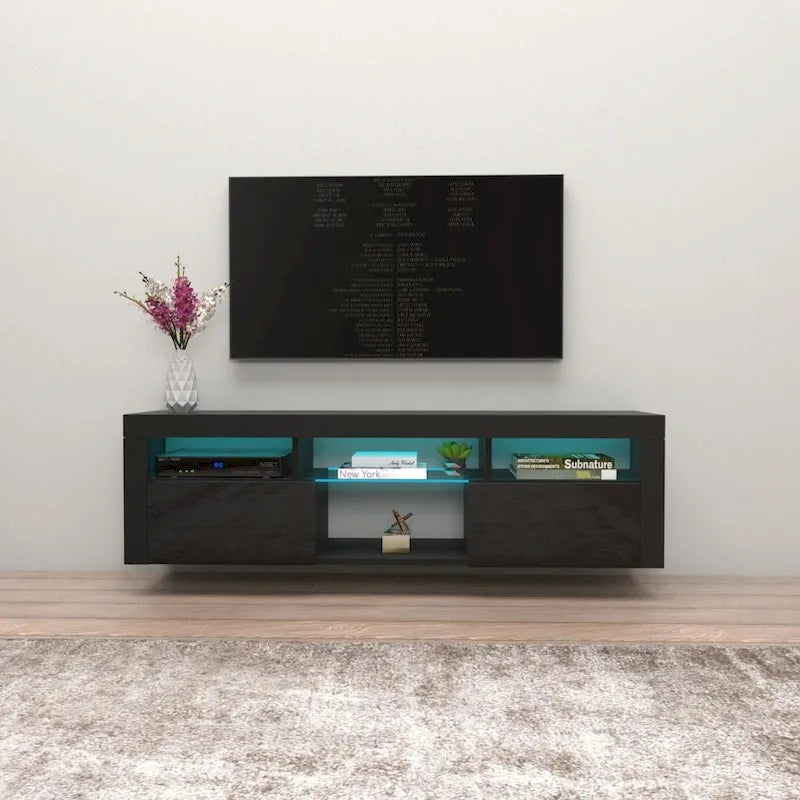 Wall Mounted Floating 63 TV Stand with 16 Color LEDs