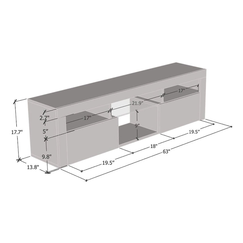 Wall Mounted Floating 63 TV Stand with 16 Color LEDs
