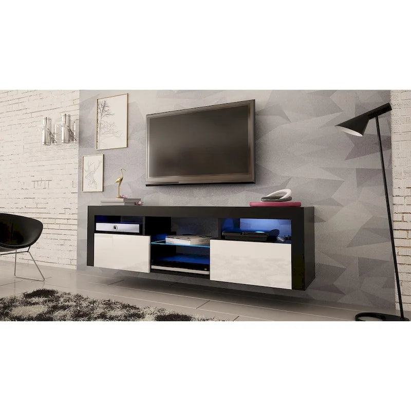 Wall Mounted Floating 63 TV Stand with 16 Color LEDs