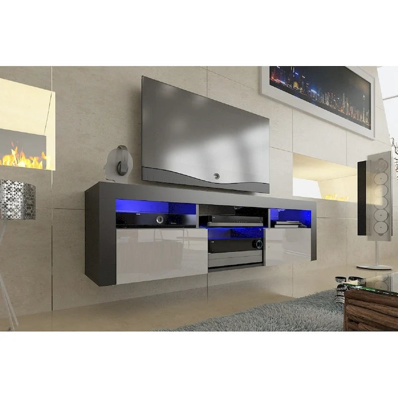 Wall Mounted Floating 63 TV Stand with 16 Color LEDs