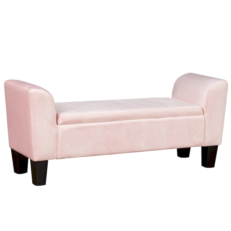 Velvet Ottoman Bench with Storage - 16.5L x 55W x 23H