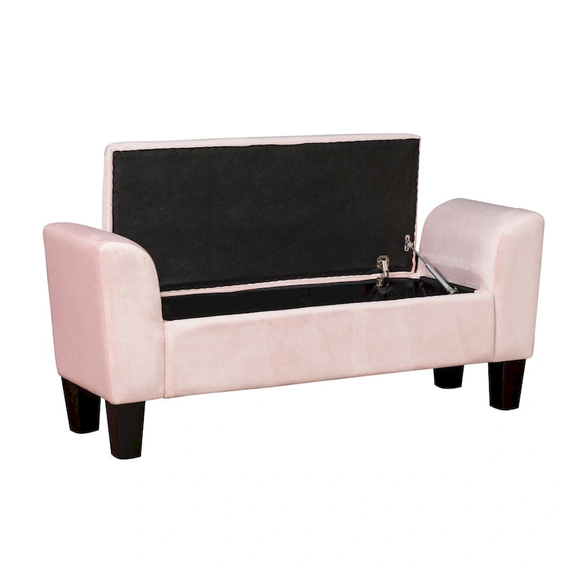 Velvet Ottoman Bench with Storage - 16.5L x 55W x 23H