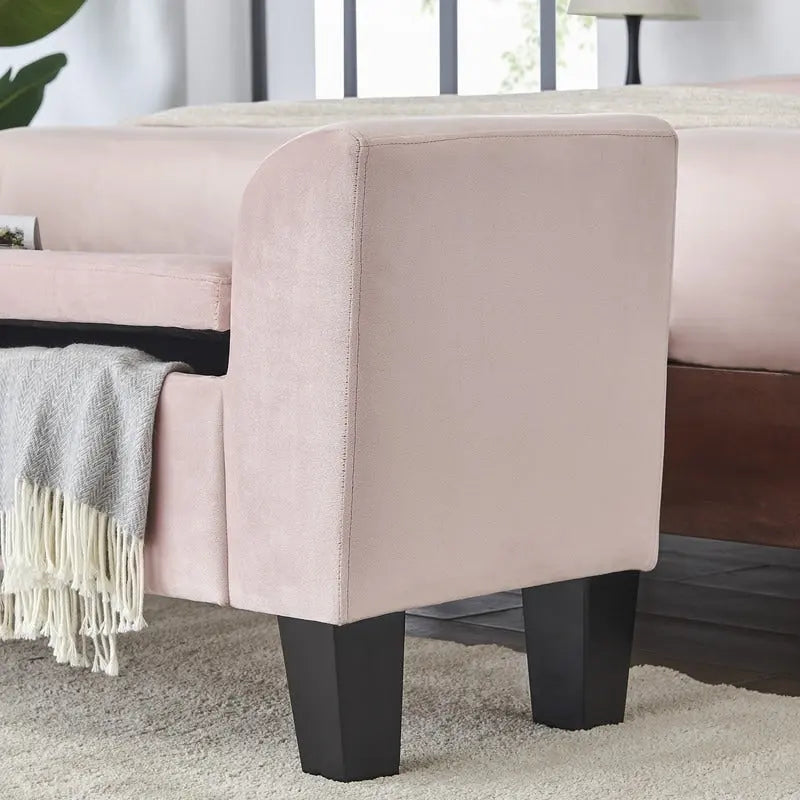 Velvet Ottoman Bench with Storage - 16.5L x 55W x 23H