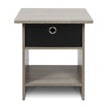 End Table / Night Stand Storage Shelf with Bin Drawer