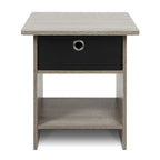 End Table / Night Stand Storage Shelf with Bin Drawer