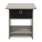 End Table / Night Stand Storage Shelf with Bin Drawer