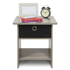 End Table / Night Stand Storage Shelf with Bin Drawer