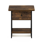End Table / Night Stand Storage Shelf with Bin Drawer