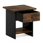 End Table / Night Stand Storage Shelf with Bin Drawer